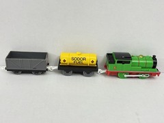 Tomy Thomas Plarail Percy with Sodor Fuel Tanker and Troublesome Truck