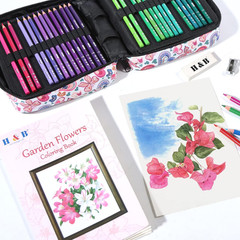120 Colored Soft-Core Coloring Pencils Set, Coloring Book and Portable Storage B
