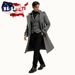 1/6 Trench Coat Suit Vest Shirt Pants Outfit Set For 12″ Hot Toys Male Figure