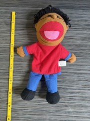 Hand Puppets Plush Brown Girl & Boy Pretend School Lot Of 2 School & Home