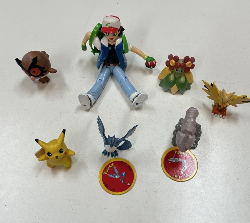 Pokemon Figure Lot Ash Ketchum Pikachu Hoothoot Articuno Zapdos Bellossom Onix