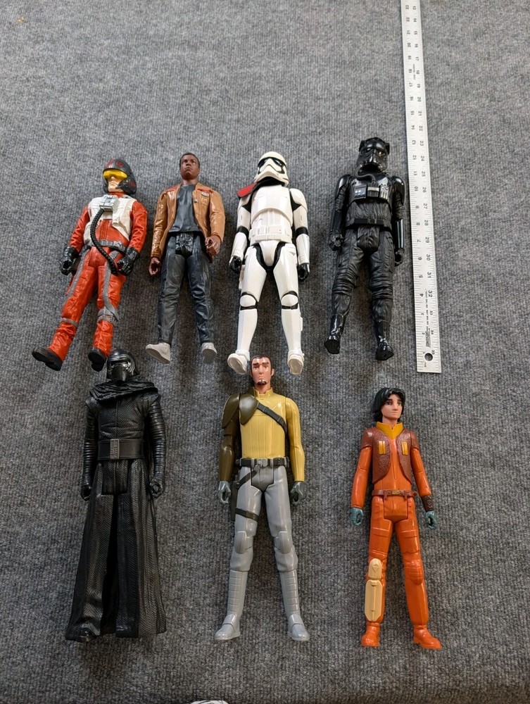 Star Wars 12″ Action Figure Lot of 7 Hasbro Kylo Ren Stormtrooper Finn Poe Ezra