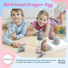 15″ 3D Printed Dragon Egg with Articulated Dragon Inside,Crystal Dragon Toys,…