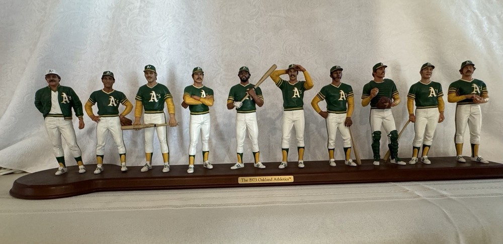1973 Oakland Athletics Baseball Figurine Set Display Base Hunter Green Fosse