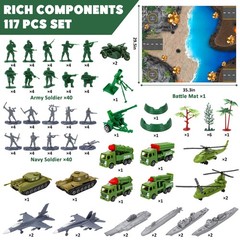 Army Men Playset – 117 Pcs Military Soldiers Set with Action Figures, Battle …