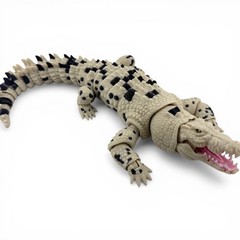 3D Printed Articulated Saltwater Crocodile – Beige & Black