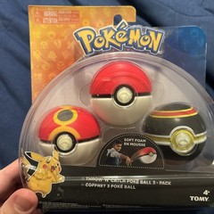 Super Rare Black Red Yellow Pokemon Throw ‘n’ Catch Poke Ball 3-Pack