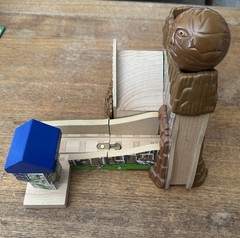 Learning Curve Wooden Thomas Train Boulder Mountain with Collapsing Building!
