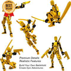 Gatling Gun Robot Action Figure Set 3D Printed Articulated Collectible Toy