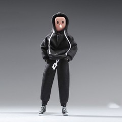 USA 1/12 Black Hoodie Pants Trousers Clothes For 6″ Male TBL Action Figure Body