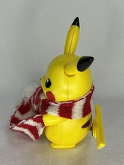 Pokemon Holiday Pikachu Figure 3″ Christmas Toy Red White Knit Scarf Jazwares
