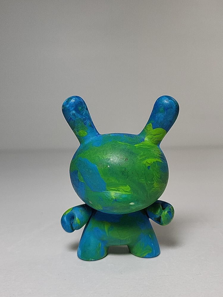 Rare Vintage Kid Robot Blue Green Marble Style 3-Inch Dunny