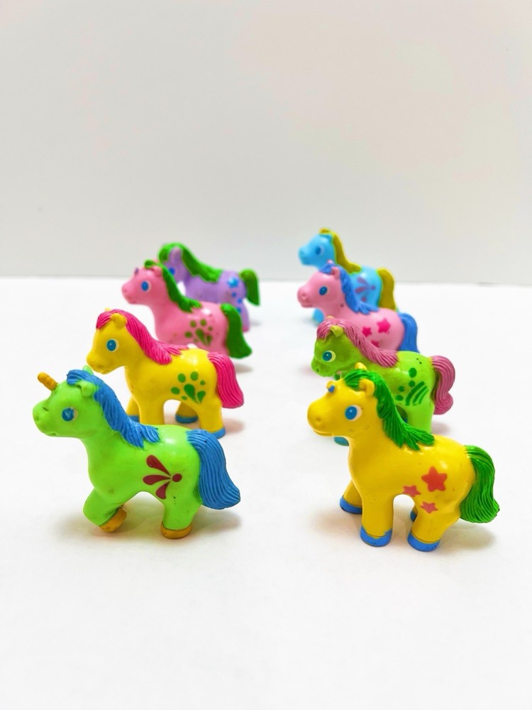 Vintage 90s Colorful Soma “Love Mini Ponies” Set Of 8 Yellow Green Pink Blue
