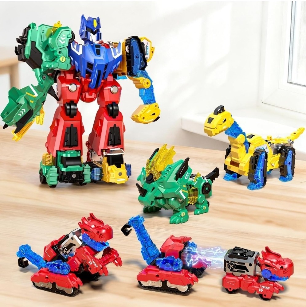 6-in-1 Dinosaur Transforming Robot Toys Set, STEM