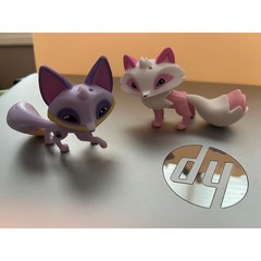 Animal Jam Adopt A Pet Fox Figures Purple and White Pink Set of 2 Collectibles