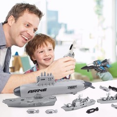 Aircraft Carrier Toy Military Submarine Naval Ship Play Set with Planes Army …