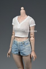1/6 Scale Female Vertical Stripe Thin Slightly Sheer Top Shirt Fit 12″Figures