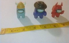Among Us Figure Lot of 3 Innersloth LLC Cyan Viking Blue Fedorahat Red Devil