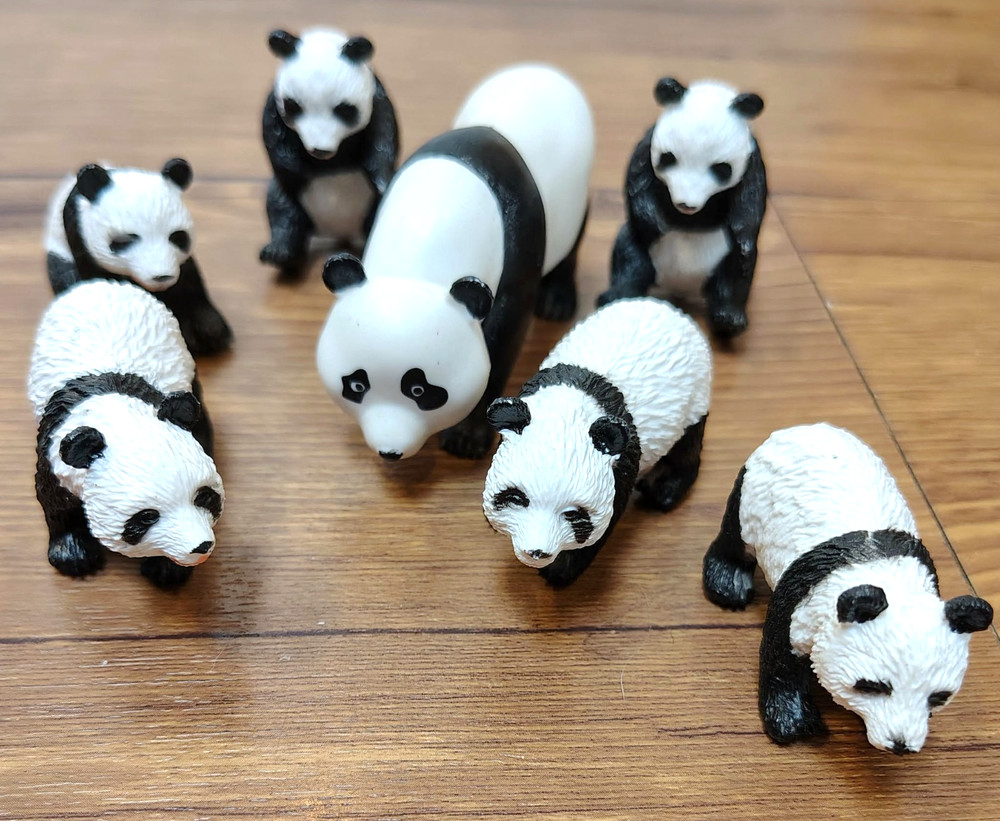 Eric Carle EC PVC 3” Panda Bear Figure Cake Topper, 6 Safari LTD Pandas Lot