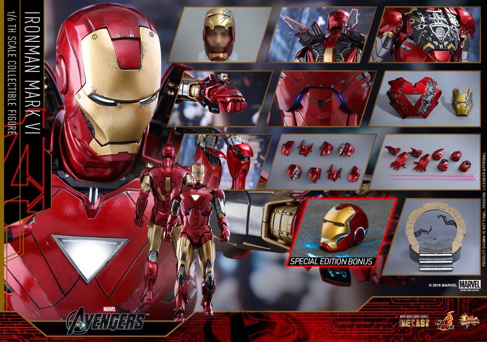 Hot Toys MMS378-D17 Iron Man Mark VI Diecast 1/6 Scale Figure Marvel Exclusive