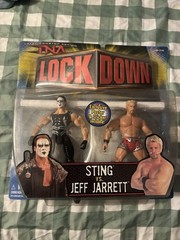 Marvel Toys TNA Lock Down Sting vs Jeff Jarrett Figures Poster & Sticker