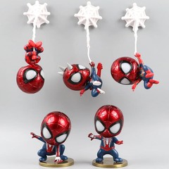 5pcs/set Anime Spider-Man Q Version Combat Form Action Figure PVC Model Toys Dol