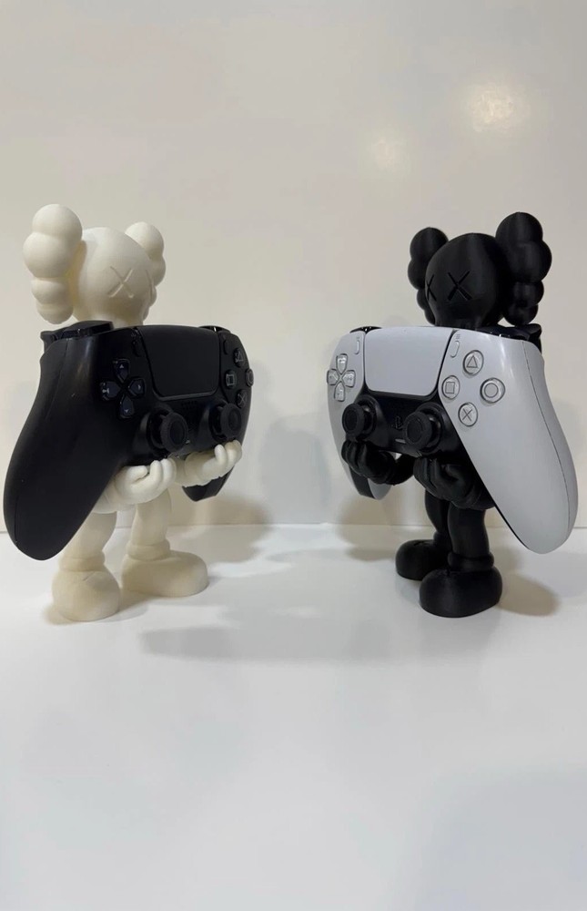 2 Game Console Controller Stands home, decor, display, art, black, and white