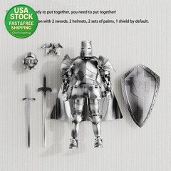 T13 Medieval Knight Action Figure 3D Printed Articulated Model Kit Silver