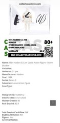 CAS GRADED 80+ 1984 HASBRO GI JOE STORM SHADOW SERIES 3 VINTAGE ARAH BONE WHITE