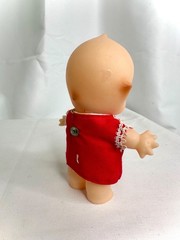 VINTAGE KEWPIE WITH RED DRESS COIN BANK DOLL SOFT VINYL TOY JAPAN SOFUBI