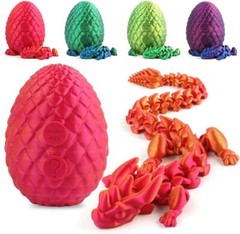Easter Gift 3D Printed Dragon Full Articulated Dragon w/Egg Colourful Decorative