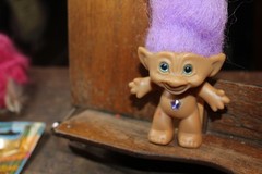 Vintage Ace Novelty Troll Action Figure Purple Hair and Jewel