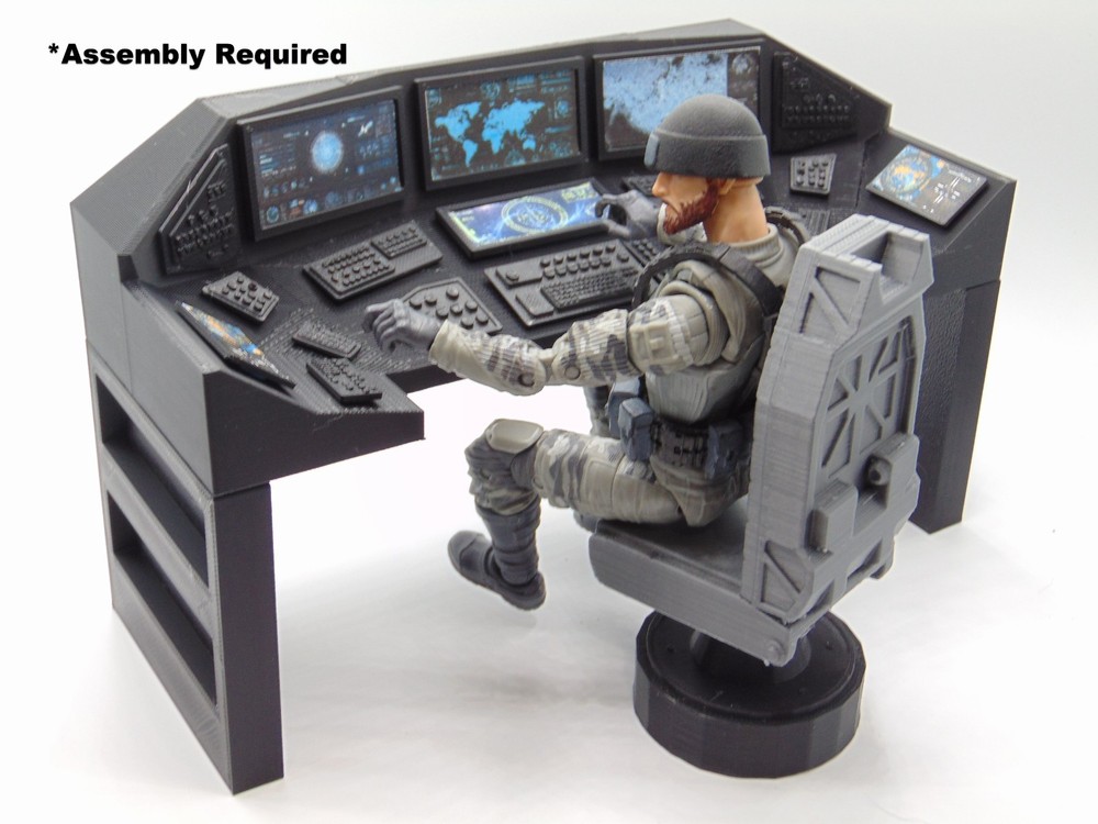 Custom 1:12 Scale Computer Operator Control Station Diorama Prop Set 6″ GI JOE