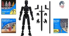 Compatible with 3D Printed Action Figure Toy Customizable Black Multi-Jointed…