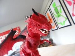 VTG RARE Dragon I Toys Roaring Eyes Light Up Red 19″ in HUGE Dinosaur Dragon