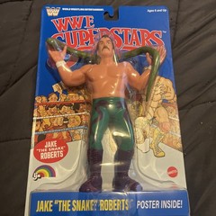 Rare WWE Superstars Jake The Snake Robert’s LJN Mattel Blue Card New 8″ Figure!
