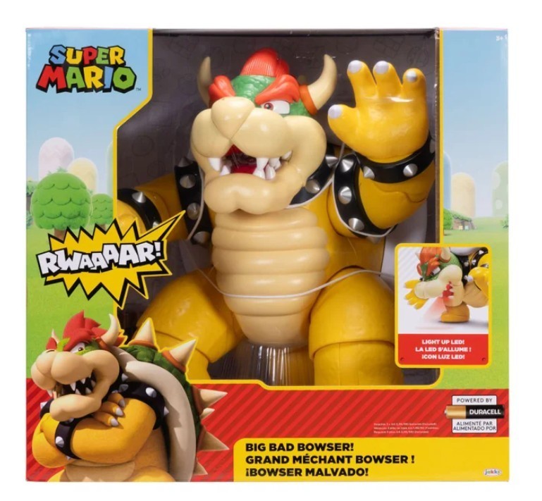 NEW – Big Bad Bowser Super Mario Action Figure 12” Light Up Sound Jakks Pacific