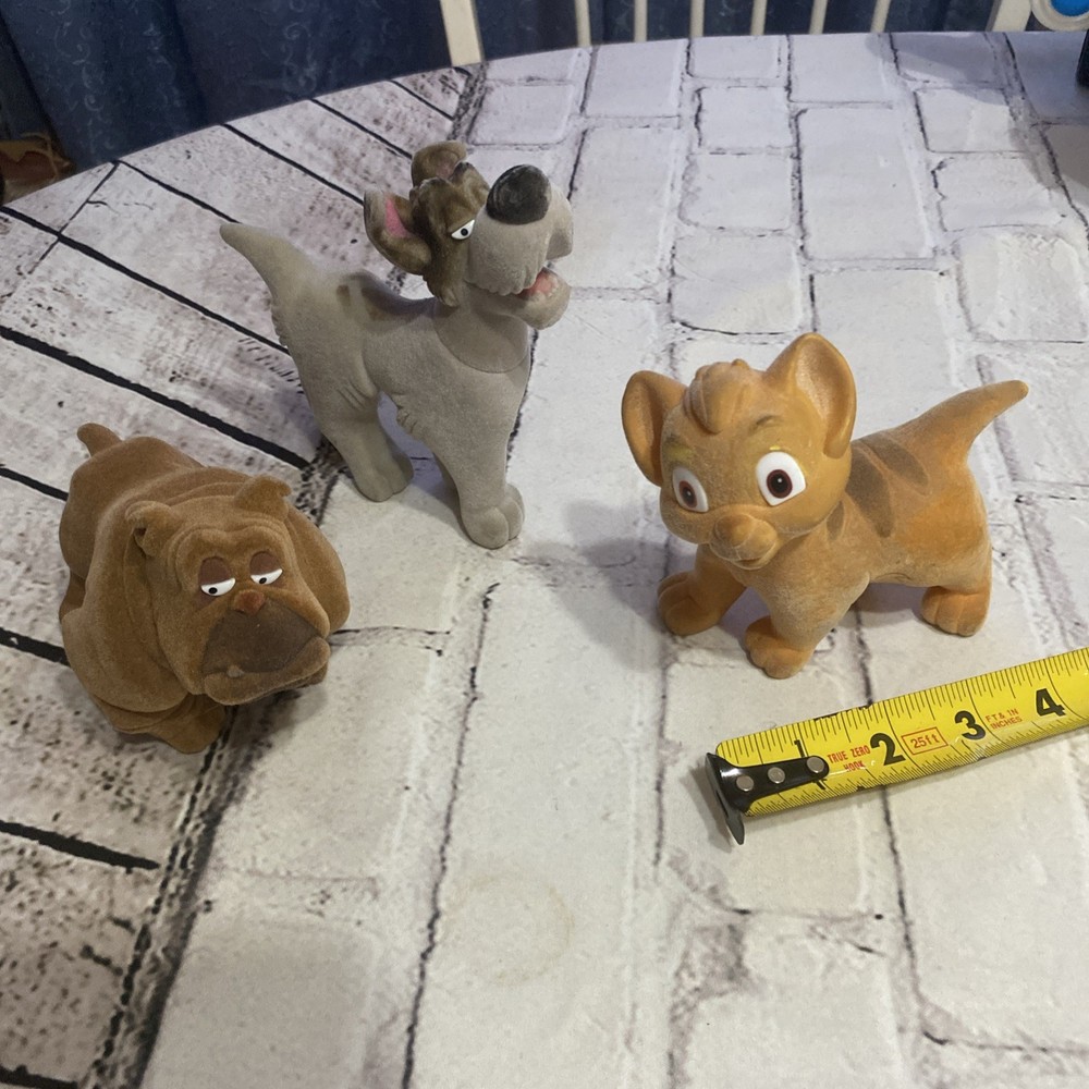 Disney Oliver & Company Dodger Francis Flocked Figures Vintage Sears Exclusive