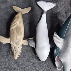 Vintage Lot Of 7 Toy Shark, Crab, Dolphin, Whale Plastic/Rubber Large