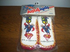 RARE NEW VINTAGE DC Comics 1984 SUPERMAN Slipper Socks- Sz. 6 Small- Just 4 Kids