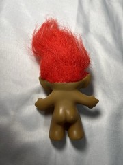 Vtg ACE Novelty Troll Doll Red Hair Gem Belly 4” Figure Toy