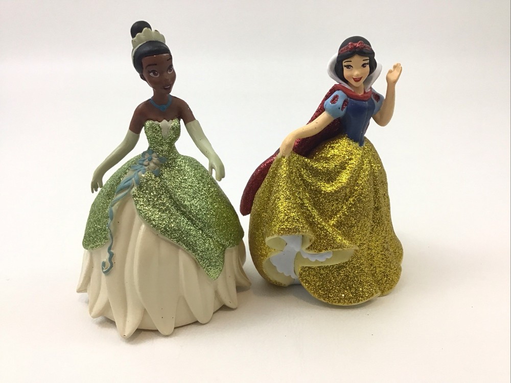 Disney Store Disney Glitter Princess Figures Lot of 2 Snow White Tiana Toy 3.5”
