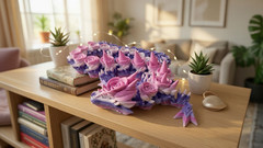 MakerMagicShop 3D printed Rose dragon articulating 23 inches purple white pink