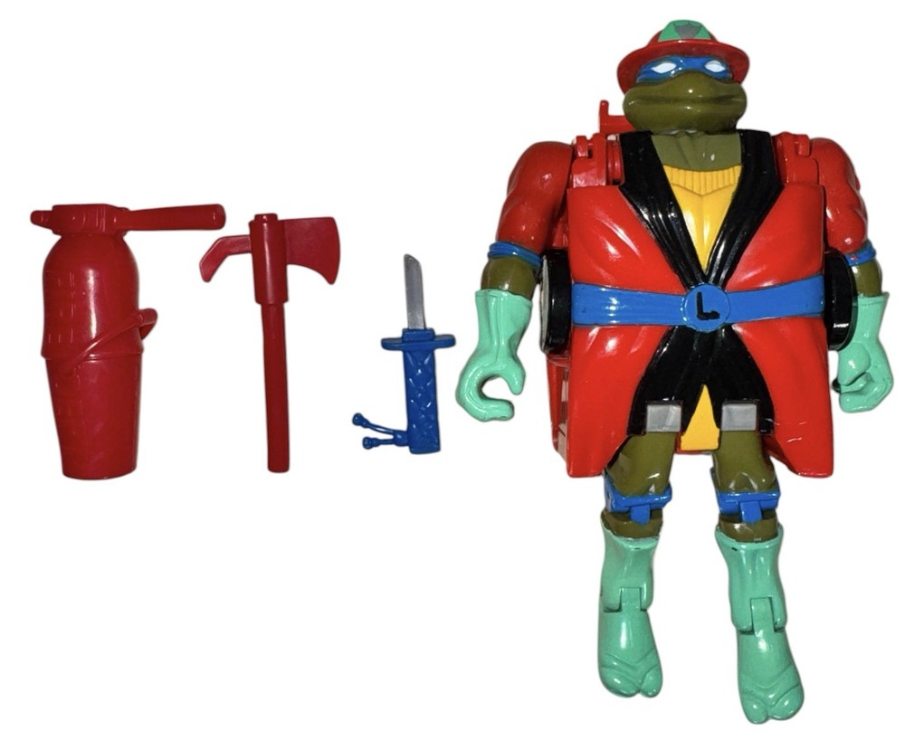 Teenage Mutant Ninja Turtles 1993 Mutation Road Ready Leo Fire Truck Figure TMNT