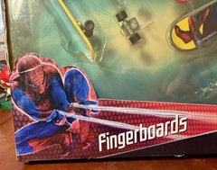 Amazing Spider-Man movie branded finger skate boards, original box, missing 1