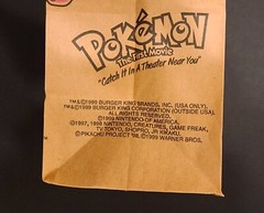 Pokemon Vintage 1999 Burger King Paper Kids Meal Bag Nidoking