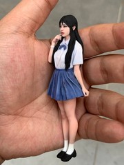 Painted 1/16 1/18 1/12 Asia Student Girl Uniform Statue Dispaly For Cars Vehicle
