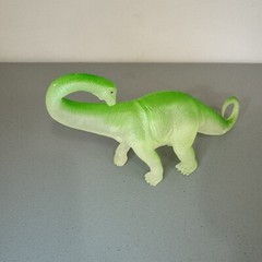 Vintage Opaque Orange Triceratops and Green Apatosaurus Dinosaur Toys