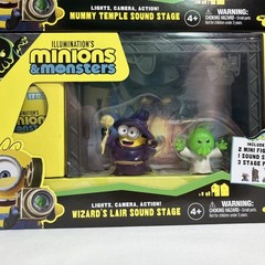 Illumination Minions Monsters Sound Stage Playsets & Mini Fart Blaster Lot of 4