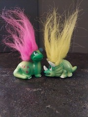 Lot Of 2-Land Of The Trolls-Troll O Saurus+Green Dinosaur